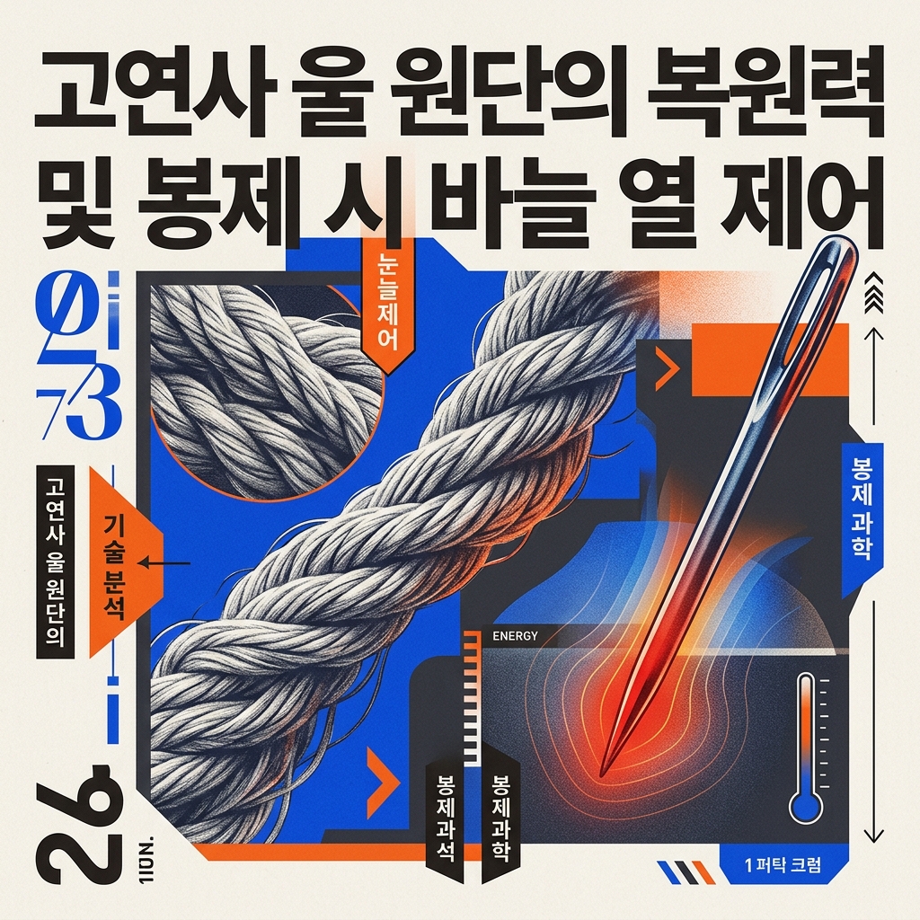 ai thumbnail poster 고연사 울 원단의 복원력 및 봉제 시 바늘 열 제어 1790003487