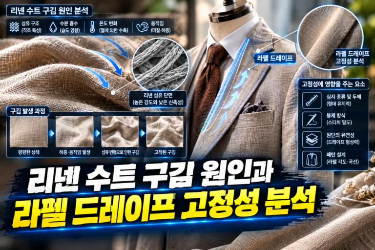 리넨 수트 구김과 라펠 드레이프 분석