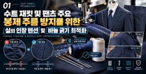 수트 봉제 텐션과 바늘 굵기 최적화